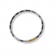 Bracelet jonc fin en acier inoxydable argenté avec détail doré texturé – bijou discret et moderne pour femme