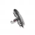 Bague plume en acier inoxydable argenté – motif ajouré de plume de paon, bague ajustable élégante et bohème pour femme