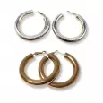 Boucles d’oreilles créoles épaisses en acier inoxydable doré et argenté – style classique et intemporel pour femme