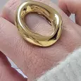 Grosse bague ellipse irrégulière en acier inoxydable argenté ou doré