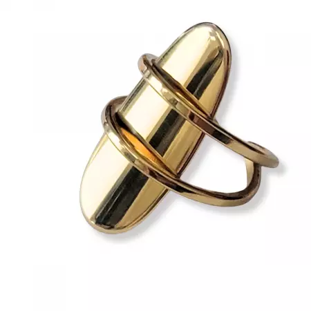 Bague dorée ajustable au design moderne et géométrique, effet poli miroir – bijou tendance minimaliste pour femme