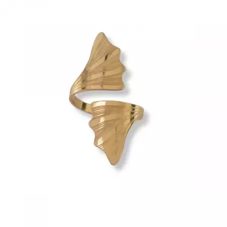 ague dorée ajustable en forme de feuille de ginkgo – bijou fin et symbolique pour femme, en acier inoxydable