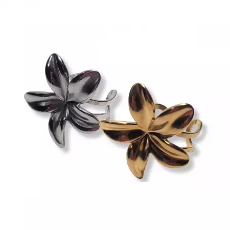 Bagues ajustables en forme de fleur dorée et argentée – bijou fantaisie original pour femme en acier inoxydable