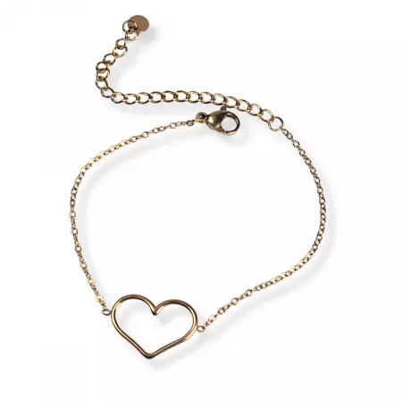Bracelet doré fin en acier inoxydable avec pendentif cœur ajouré – bijou romantique et minimaliste pour femme