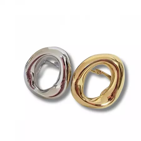 Bagues dorée et argentée ajustables au design ovale irrégulier – bijou contemporain en acier inoxydable pour femme