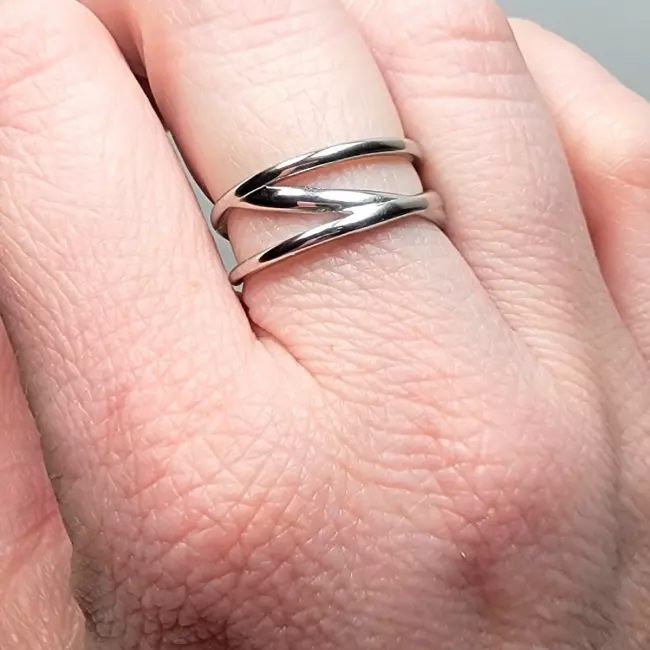 Bague ajustable en acier inoxydable argenté