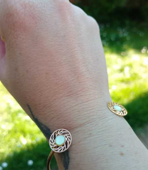 Bracelet jonc minimaliste en acier inoxydable doré et blanc