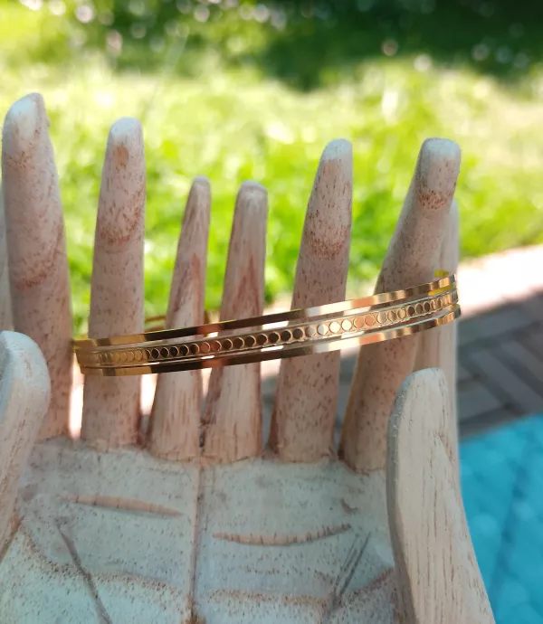Bracelet jonc fin minimaliste en acier inoxydable doré