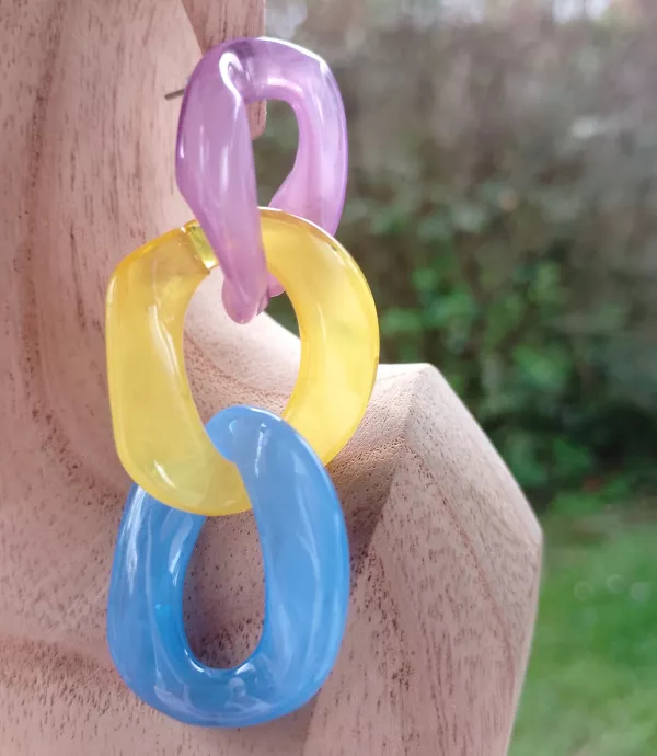 Grande boucles d'oreilles en acrylique multicolore