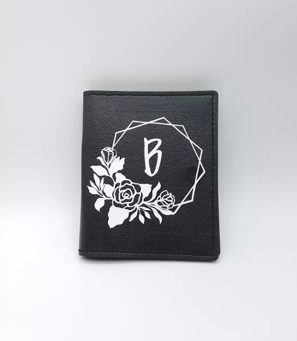 Porte carte personnalisé florale et initiale blanches