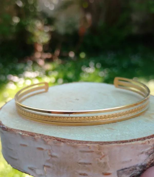 Bracelet jonc fin minimaliste en acier inoxydable doré