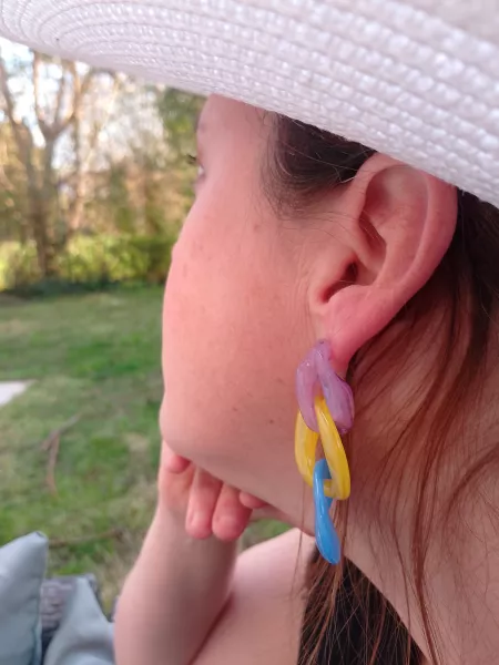 Grande boucles d'oreilles en acrylique multicolore